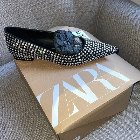 ZARA Crystal Ballet Flats NWT - Picture 9 of 12